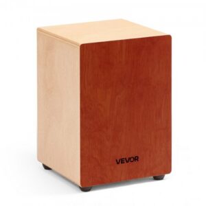 VEVOR cajon trumm G12-A1, naturaalne puit / punane, 305 x 305 x 430 mm