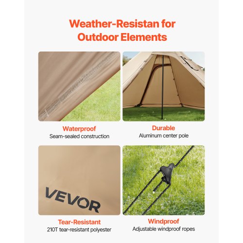 VEVOR hot tent 4 inimesele, pruun, M suurus, YT-02 - Image 4
