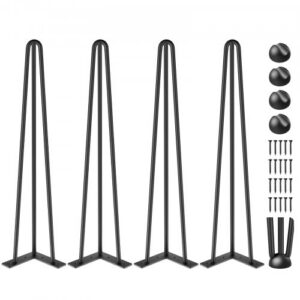 VEVOR juuksenõela stiilis lauajalad, 50,8 cm, mustad, 4 tk