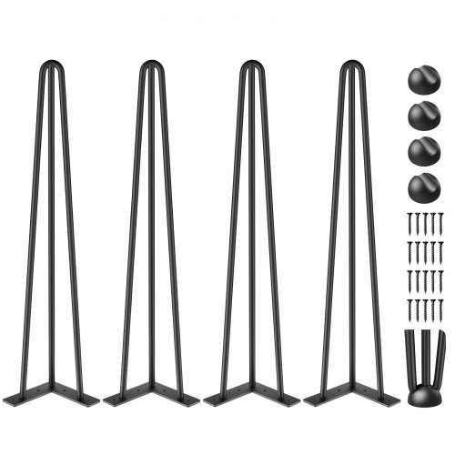 VEVOR hiusneulamalliset pöydänjalat, 50,8 cm, mustat, 4 kpl