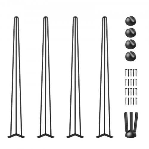 VEVOR juuksenõela stiilis lauajalad, mustad, 101,6 cm, 4 tk