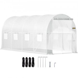 VEVOR teisaldatav tunnelkasvuhoone, valge, 457,2 x 198,12 x 213,4 cm