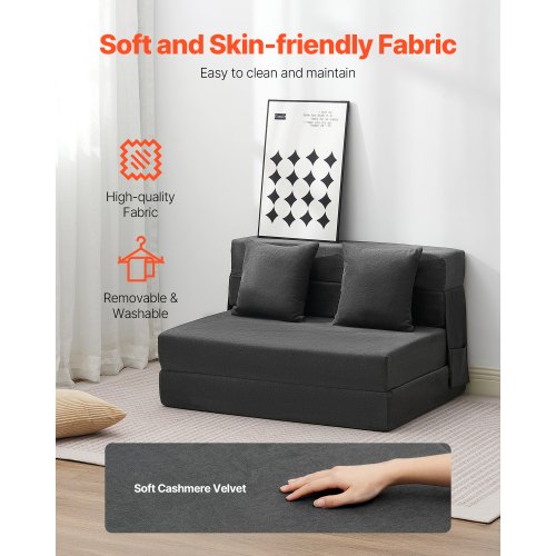 VEVOR sulankstoma sofa-lova, tamsiai pilka, 195 x 100,5 x 15 cm - Image 3