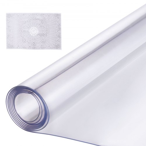 VEVOR PVC-pöydänsuoja, 609.6 x 2438.4 mm, 1.5 mm, läpinäkyvä