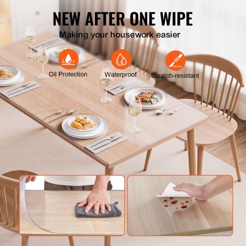 VEVOR PVC-pöydänsuojus, 762 x 1524 mm, 1,5 mm, läpinäkyvä - Image 4