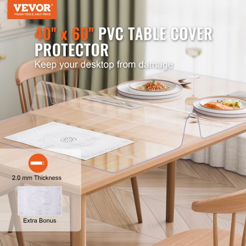 VEVOR PVC laua kaitse, 101,6 x 152,4 cm, 2,0 mm, läbipaistev - Image 2