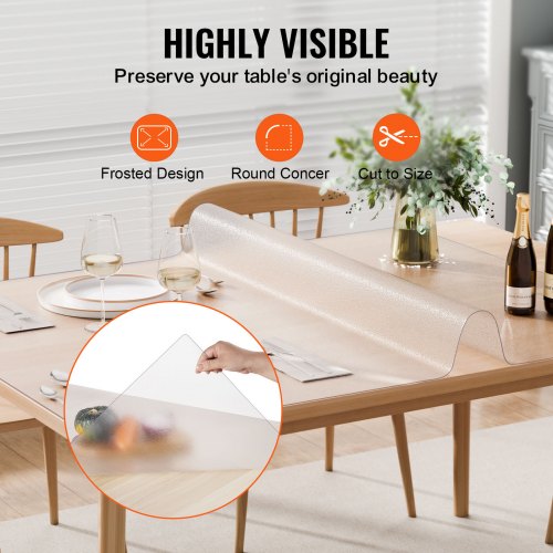 VEVOR PVC-pöydänsuoja, 1067 x 1524 mm, 1,5 mm, läpinäkyvä - Image 5