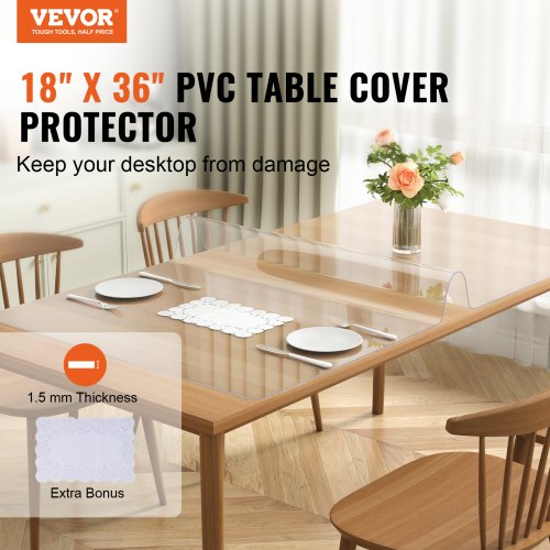 VEVOR skaidri stalo apsauga, 457 x 925,4 mm, 1,5 mm, PVC - Image 2