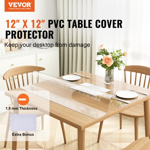 VEVOR skaidrus PVC stalo apsaugas, 305 x 305 mm, 1,5 mm - Image 2
