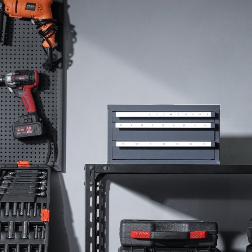 VEVOR grąžtų laikymo spintelė ET3-F, 3 stalčių, 1–13 mm, pilka su oranžine tekstūra - Image 8