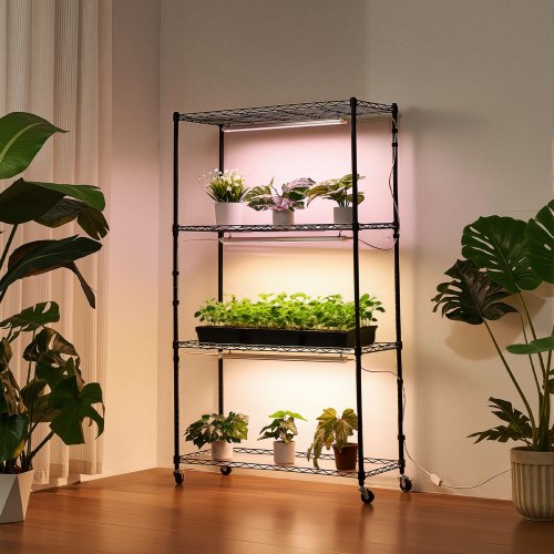 VEVOR augalų stovas su augimo lemputėmis, 4 aukštų, 150 cm, metalinis, su ratukais - Image 8