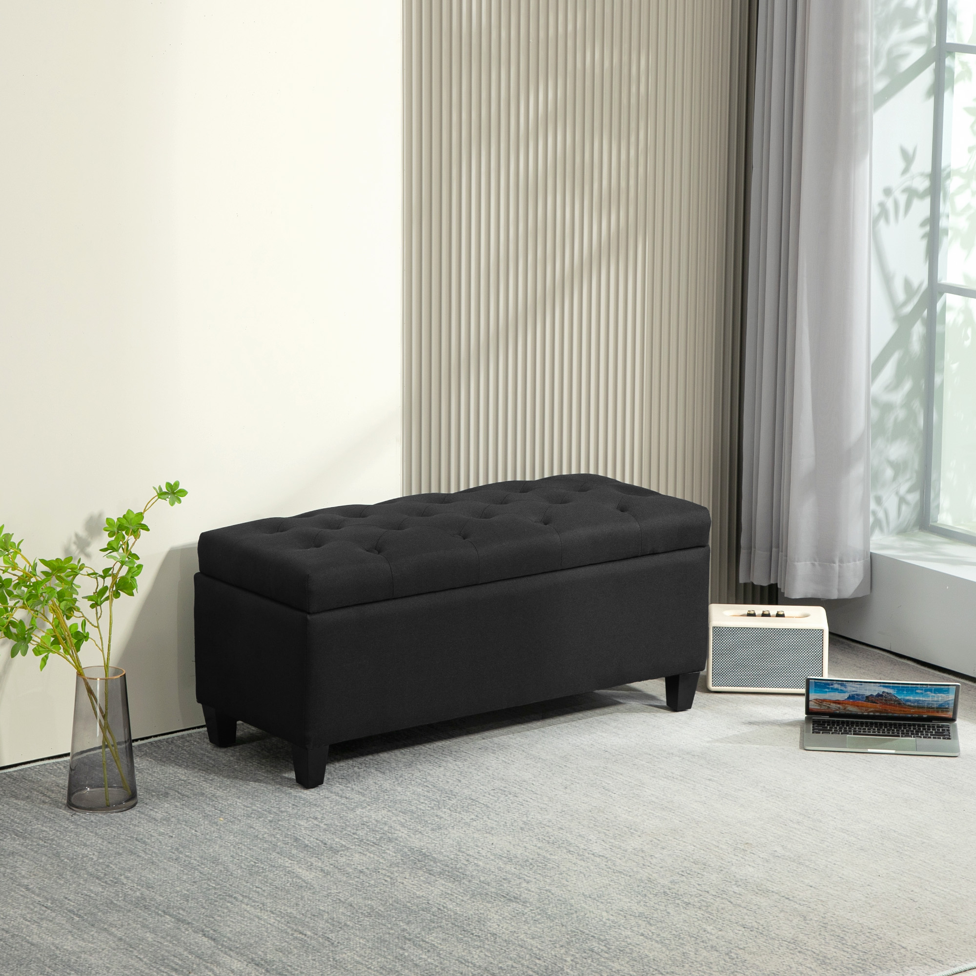 Saugojimo suoliukas, juodas, 100 x 40 x 44 cm - Image 2