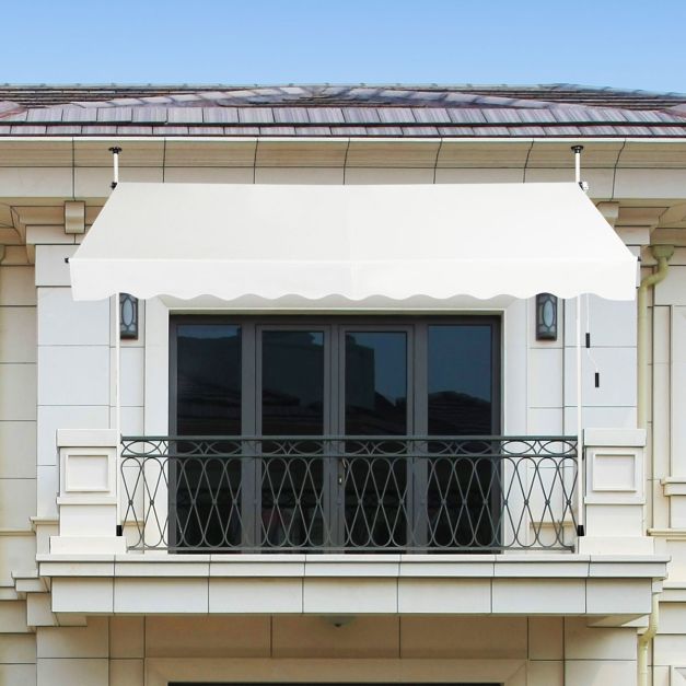 300x120cm laajennettava parvekevarjo, beige - Image 6