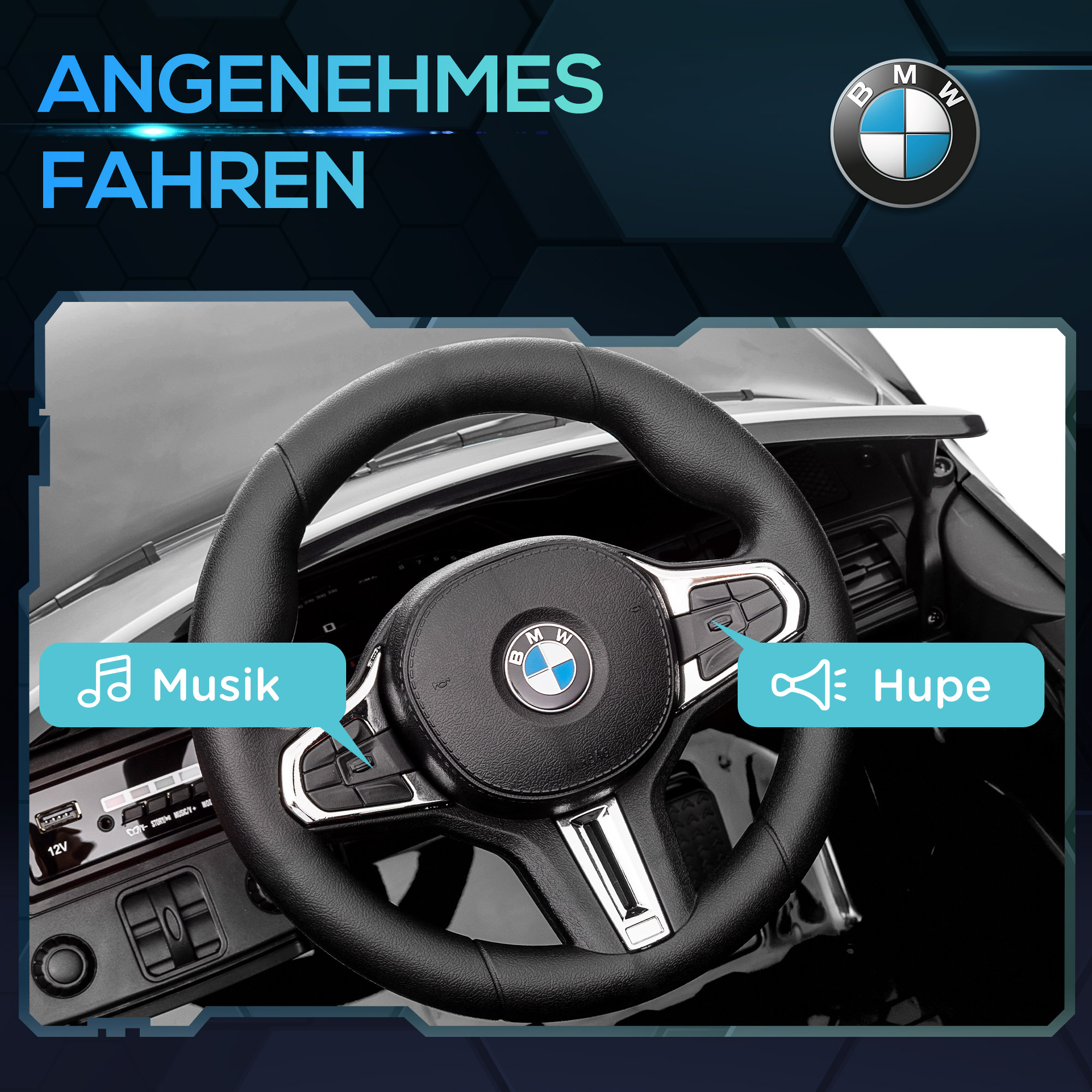 BMW M4 elektrinis vaikiškas automobilis, juodas, 108 x 69,5 x 51 cm - Image 7
