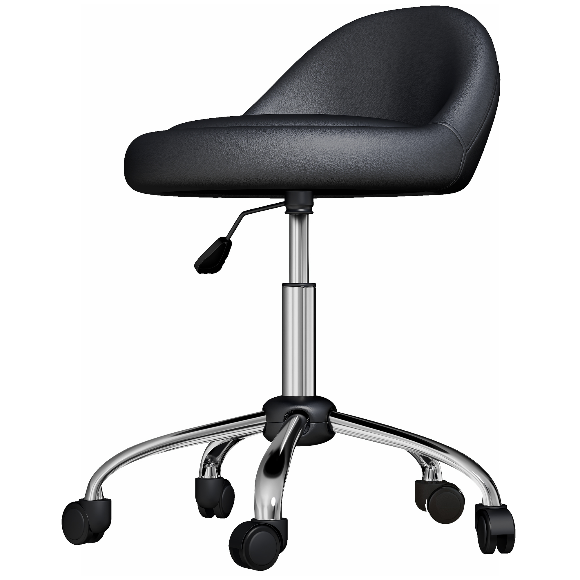 Reguleeritav pöörlev ratastel töötool, must, Ø50 x 63-83 cm