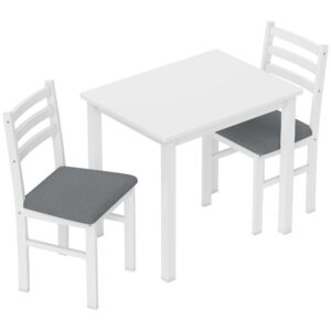3-osaline söögilauakomplekt 2 tooliga, valge, MDF