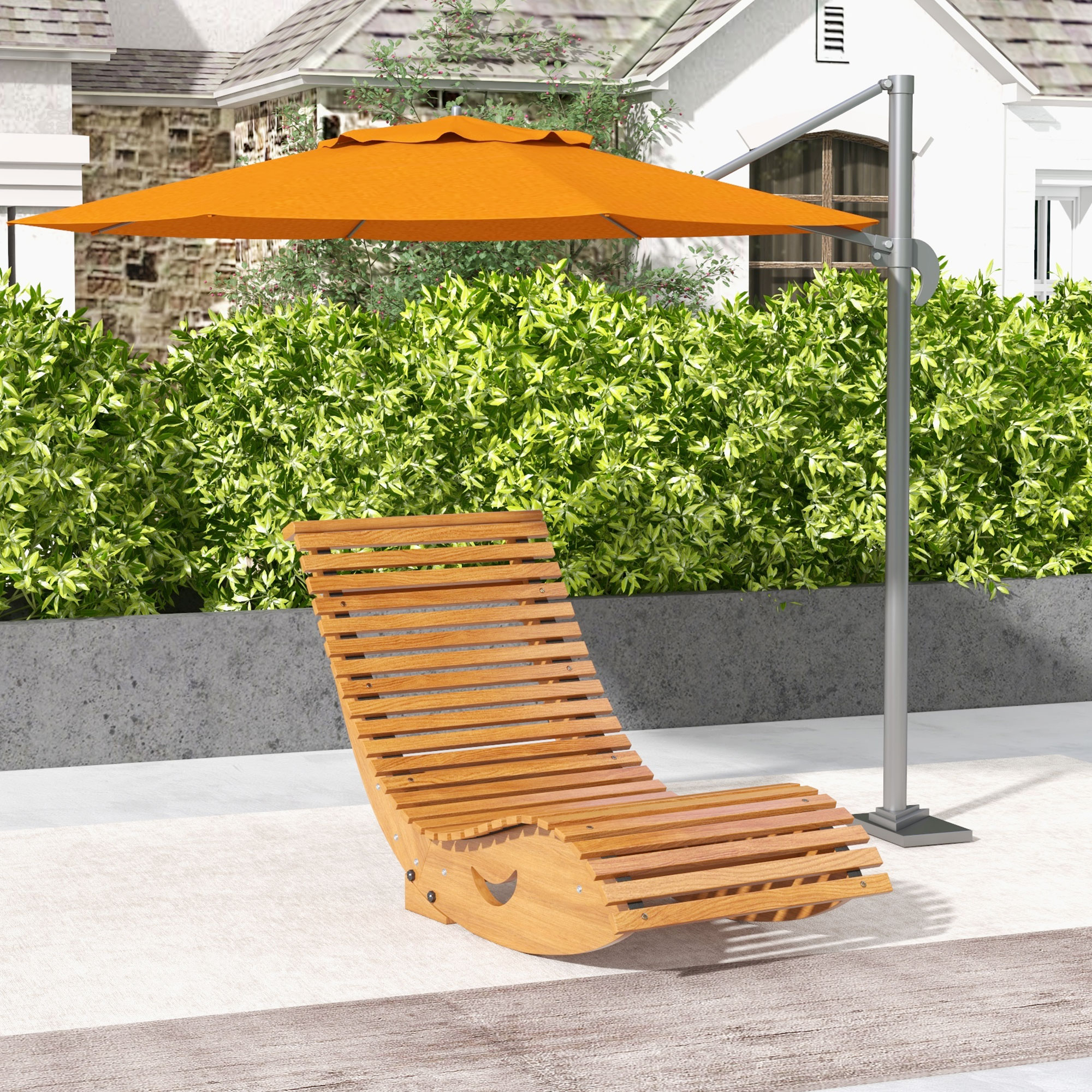 Lauko supamasis krėslas, aukšta atlošo dalis, reguliuojamas pagrindas, pušies mediena, 130 x 60 x 60 cm, šviesiai rudas - Image 2