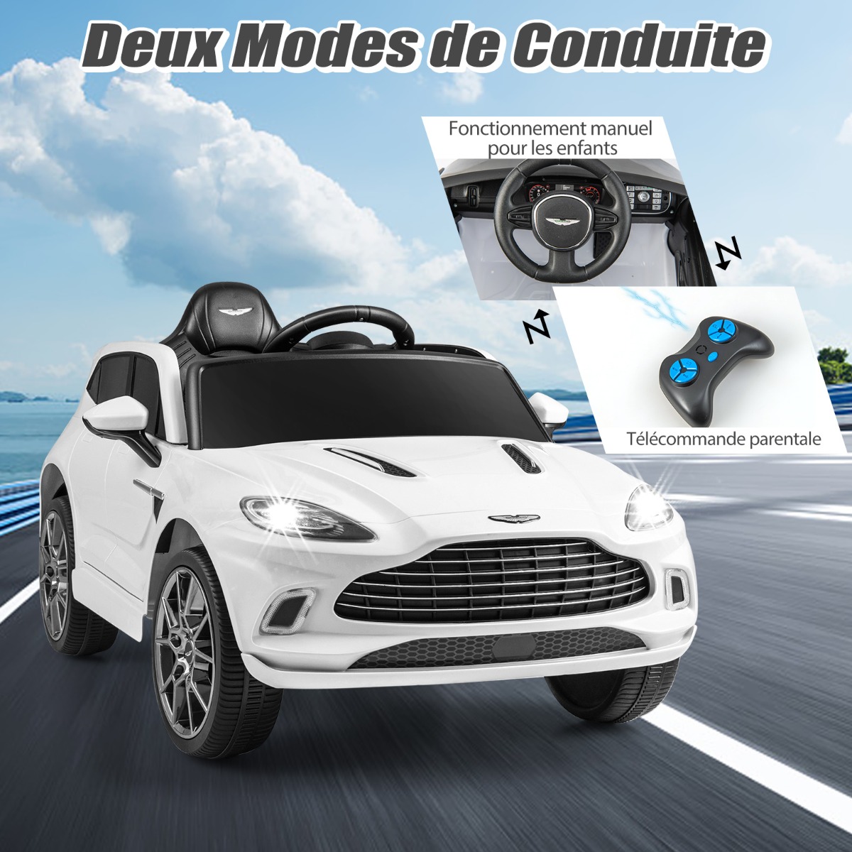 12V Aston Martin DBX lasteauto puldiga valge - Image 5