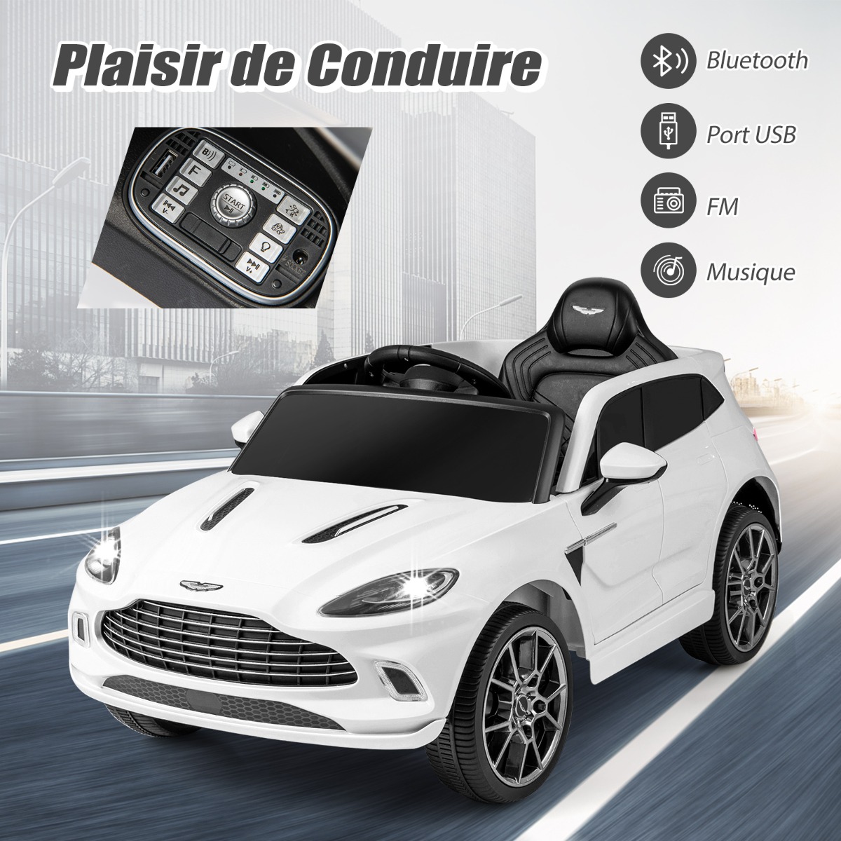 12V Aston Martin DBX lasteauto puldiga valge - Image 8