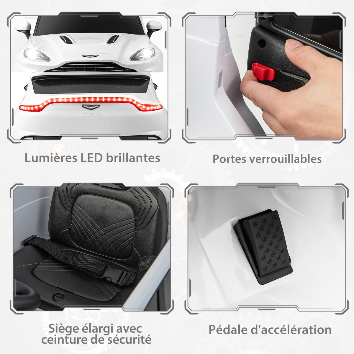 12V Aston Martin DBX lasteauto puldiga valge - Image 7