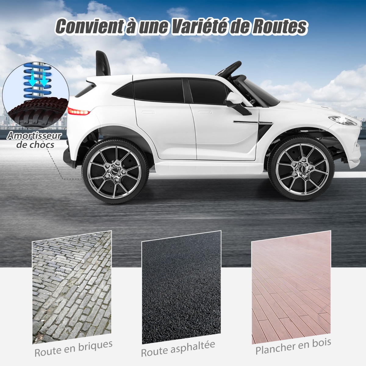12V Aston Martin DBX lasteauto puldiga valge - Image 6