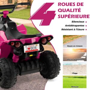 12V Laste Elektriline Quad Roosa