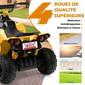 12V Laste Elektriline Quad Kollane