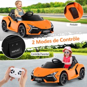 12V Lamborghini Revuelto laste elektriauto puldiga, oranž