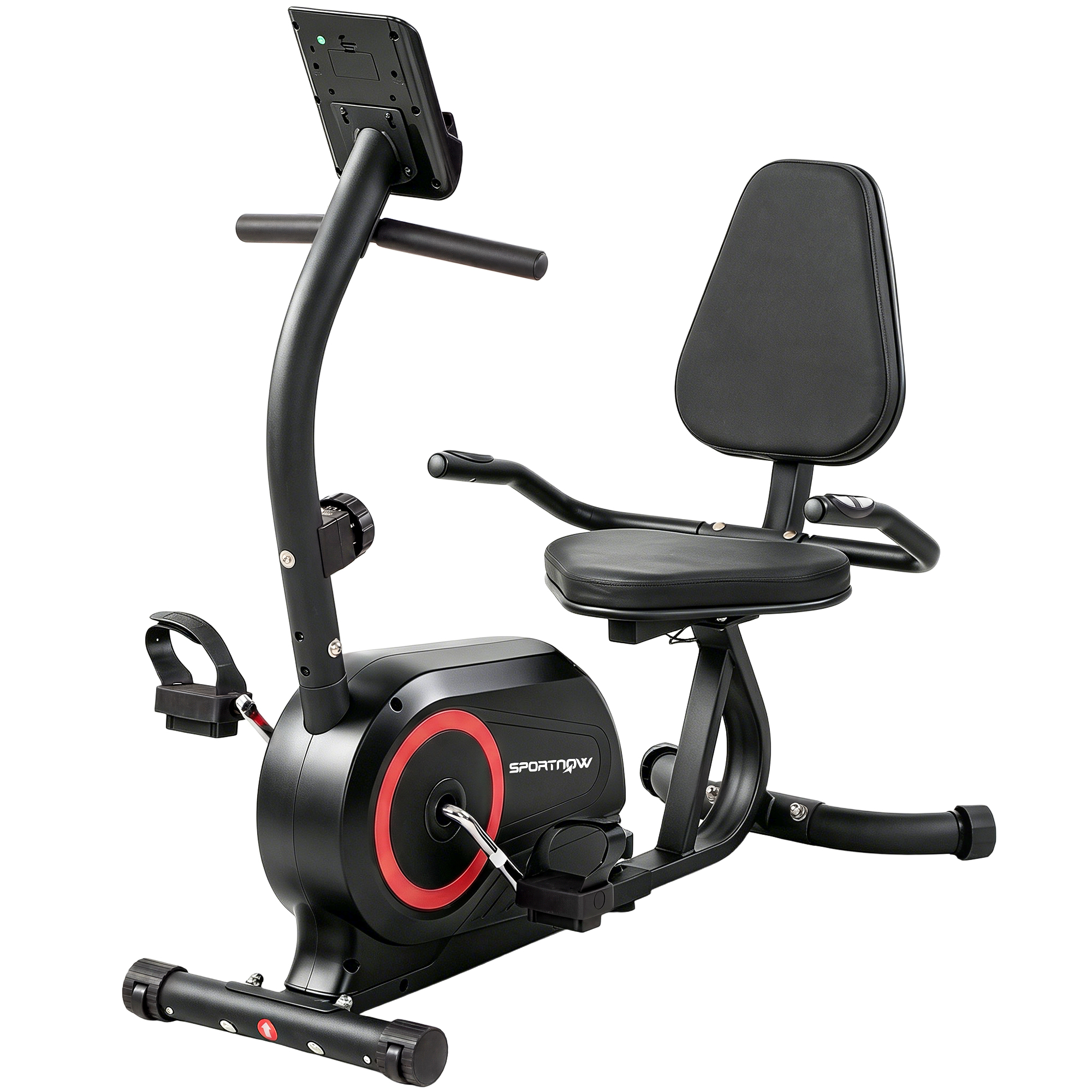 Recumbent exercise bike, punane / must, metall, 136 x 56 x 106 cm, kuni 120 kg