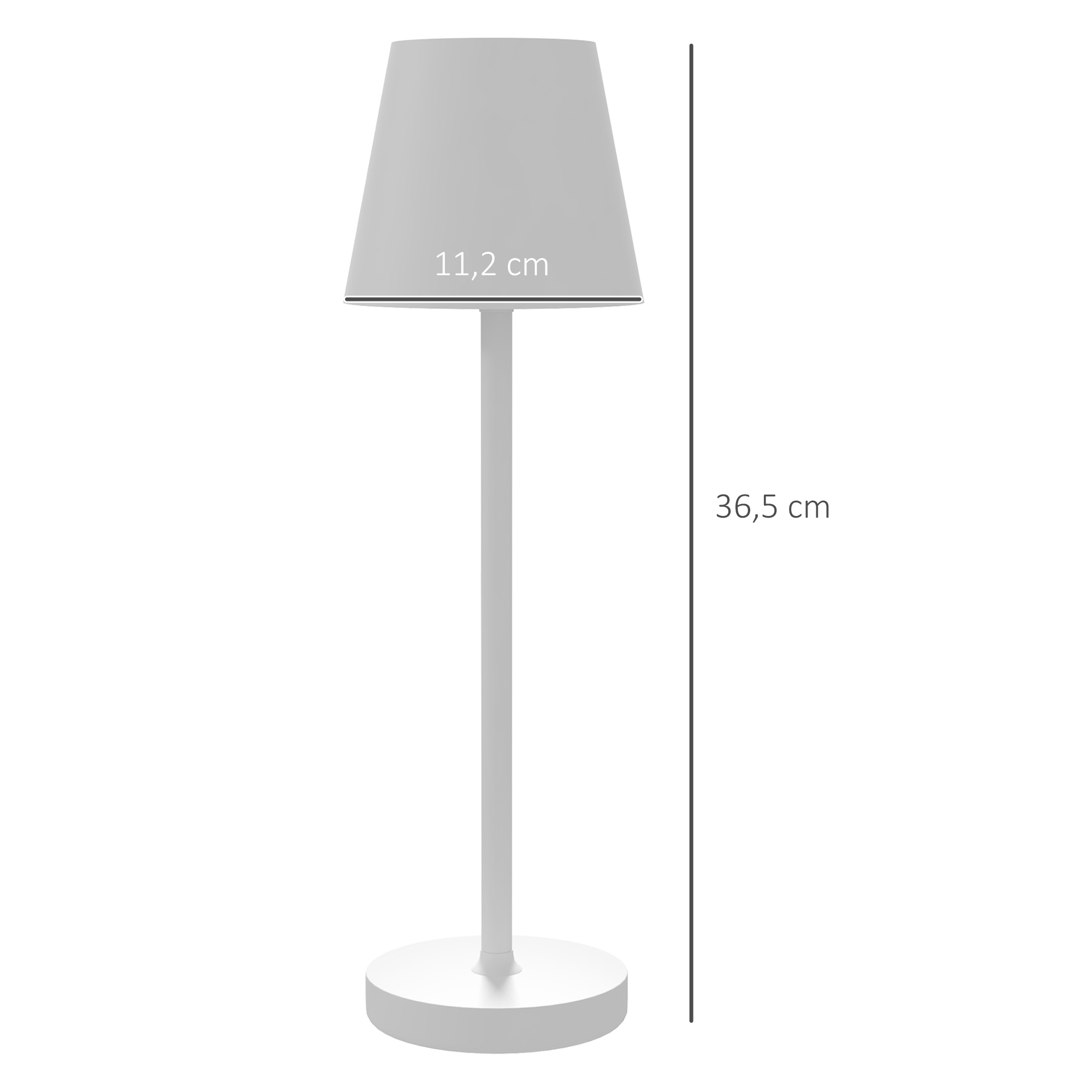 Laetav USB lauavalgusti 3 valgusvärviga, kaasaskantav öölamp puutetundliku lülitiga, metall, valge - Image 3