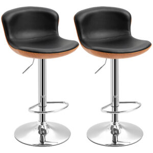 2 tk baaritoolide komplekt jalatoega, must, 46 x 53,5 x 85-106 cm