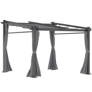 Pergola ar bīdāmu jumtu, tumši pelēka, 2,97 x 2,95 x 2,3 m