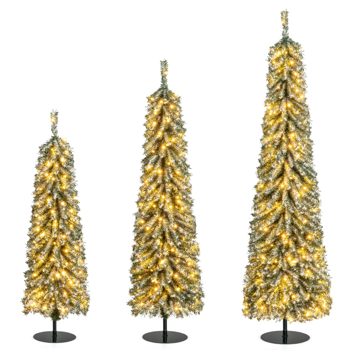 3 Gab. Zaļas LED Ziemassvētku Egles 120+150+180 cm - Image 2