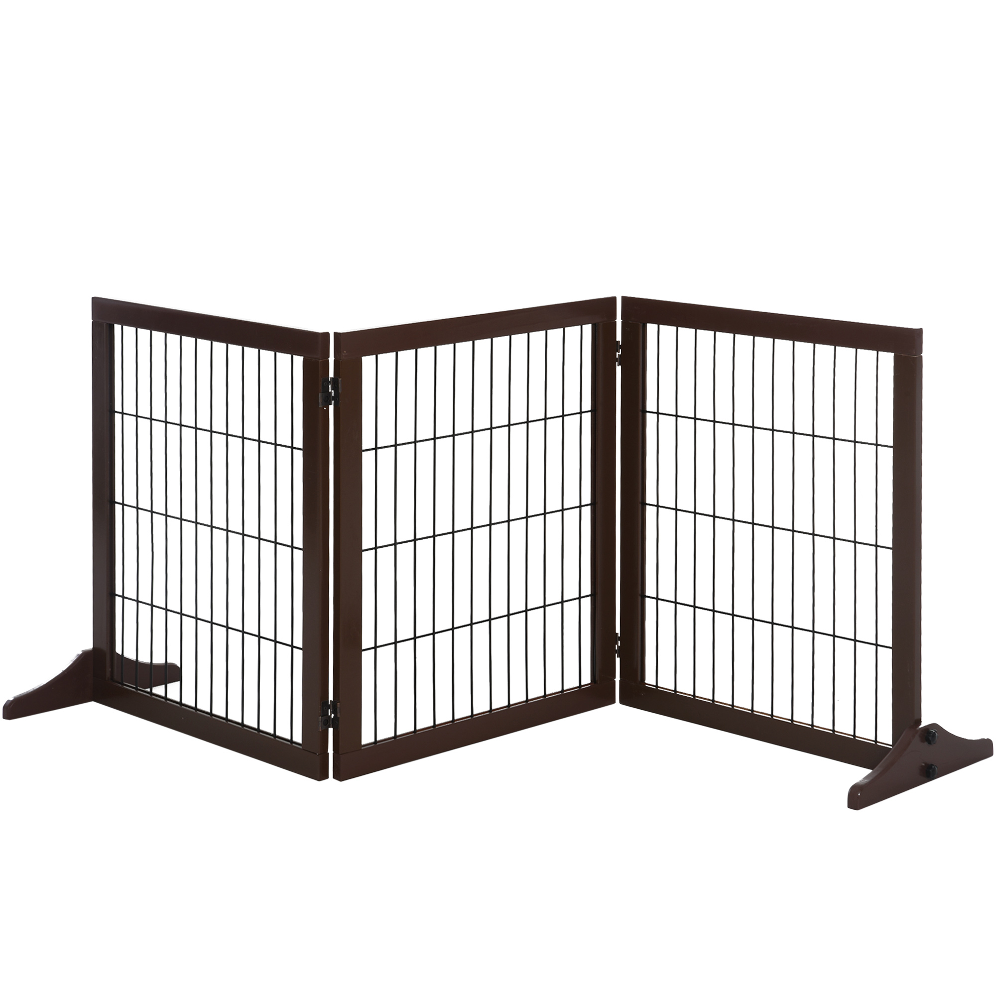 Vabalt seisvad koeraväravad, 3 osa, 185 x 36 x 71 cm, pruun, männipuit