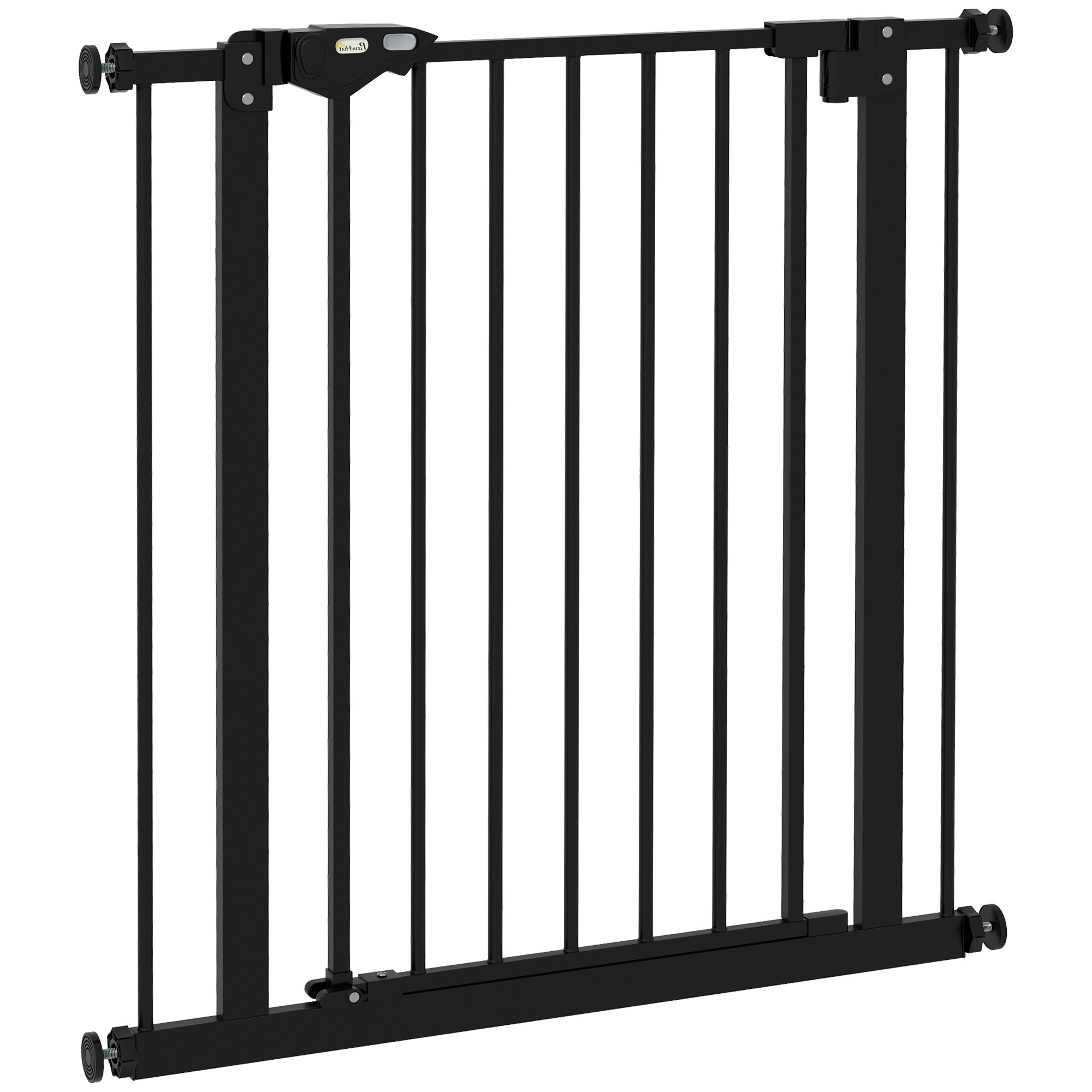Lemmikloomade turvavärav, metall, plastik, must, 74–80 cm