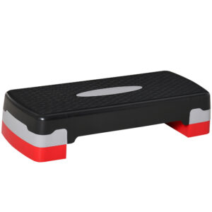 Aerobic-stepper, reguleeritav, 68 x 29 x 15 cm, must/hall/punane