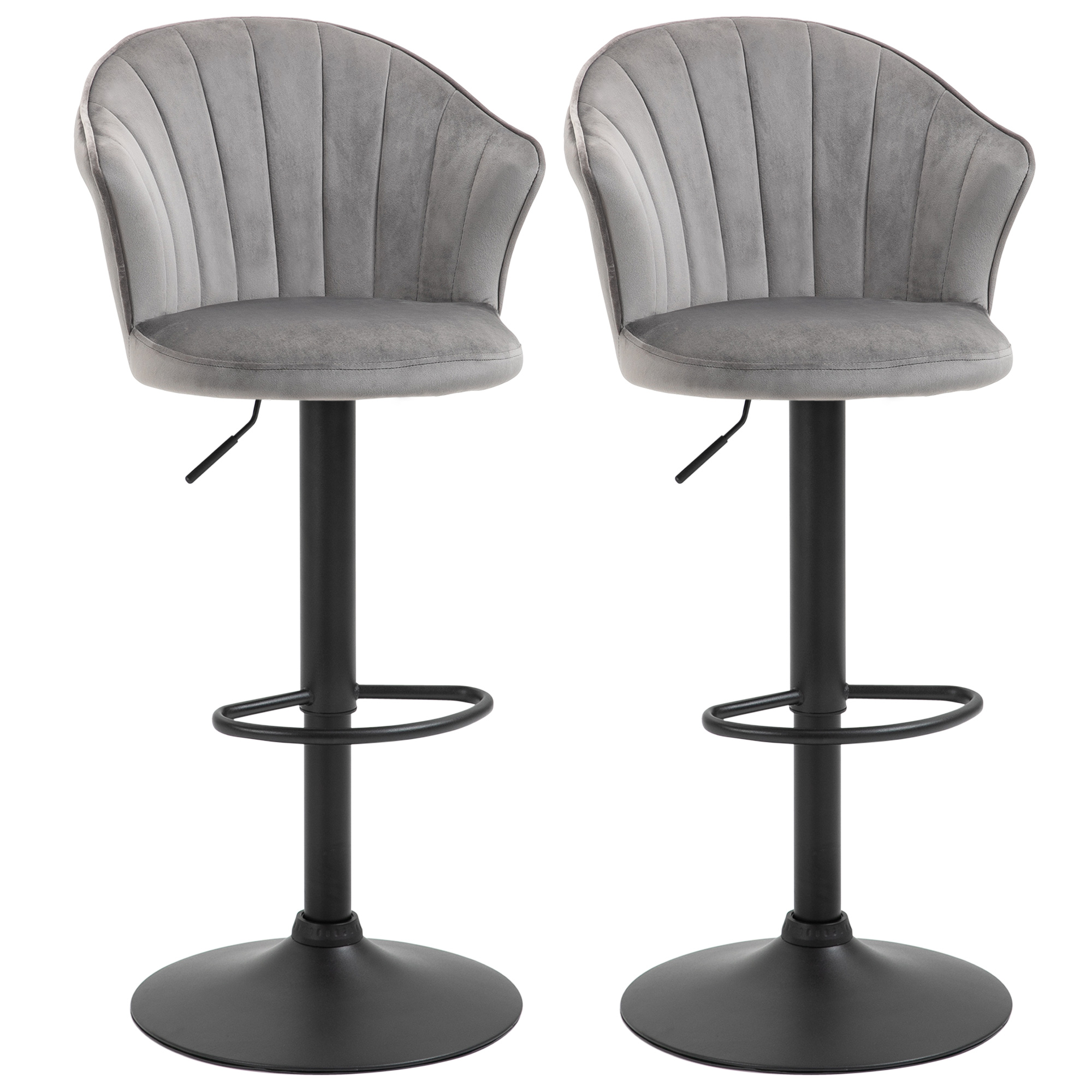 2-osaline baaritoolide komplekt seljatoega, hall, 54 x 56 x 91-111 cm