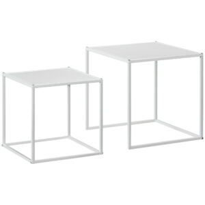 Kohvilaudade komplekt, 2-osaline, modernne, valge, terasraam