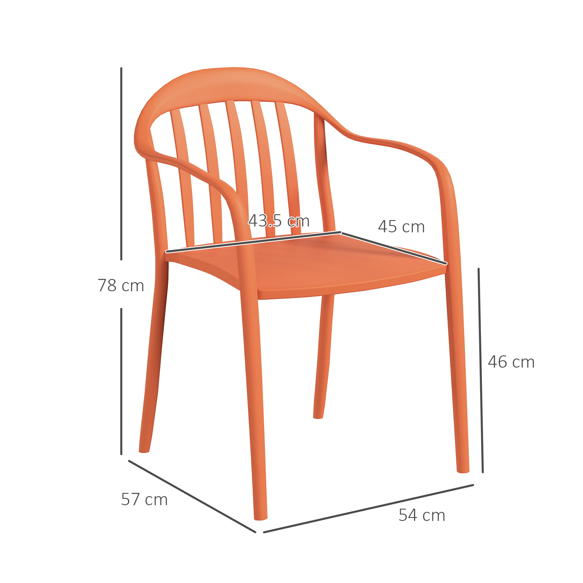 4 dārza krēslu komplekts, sarkans, plastmasa, līdz 120 kg - Image 3