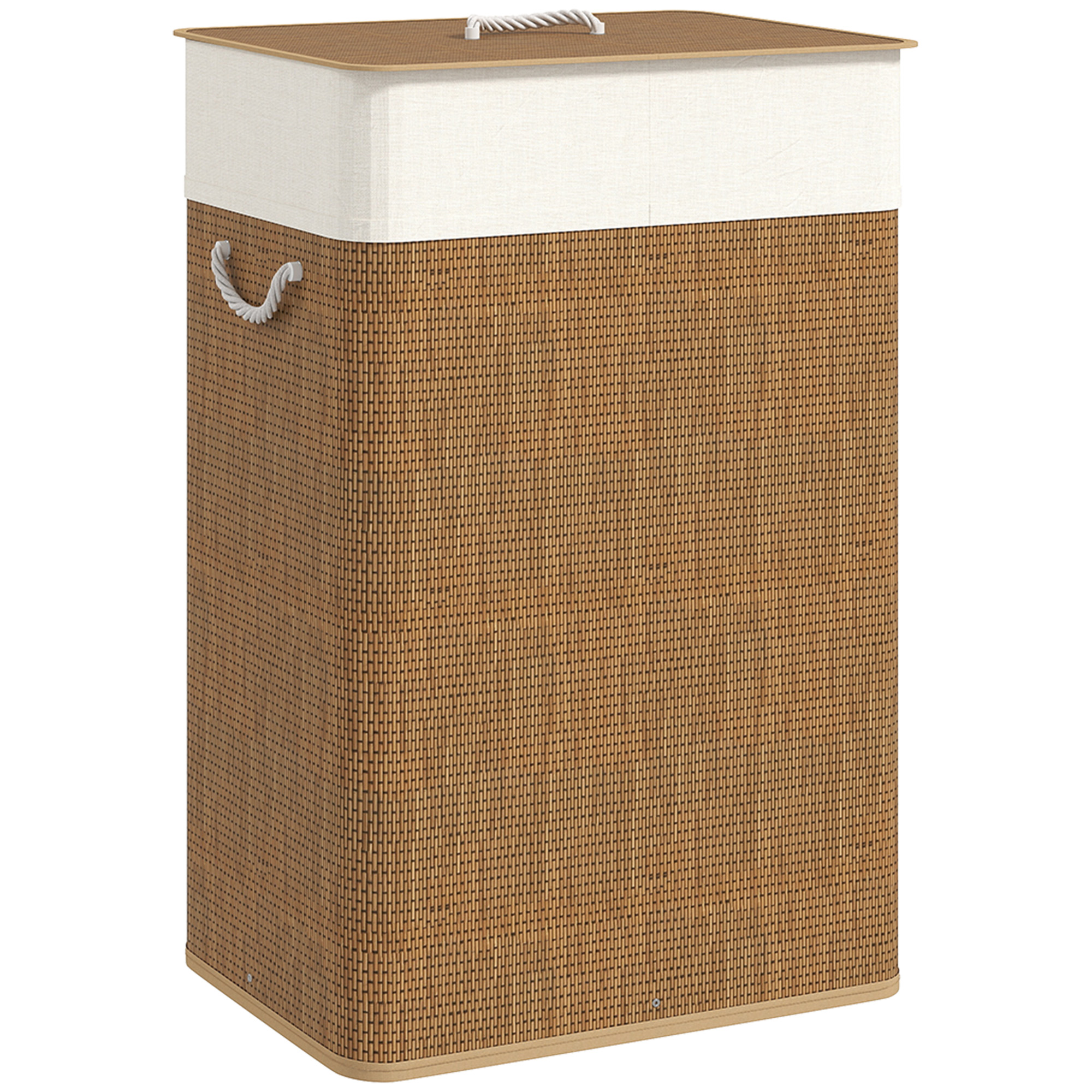 Bambusest pesukorv kaanega, 72 l, pruun