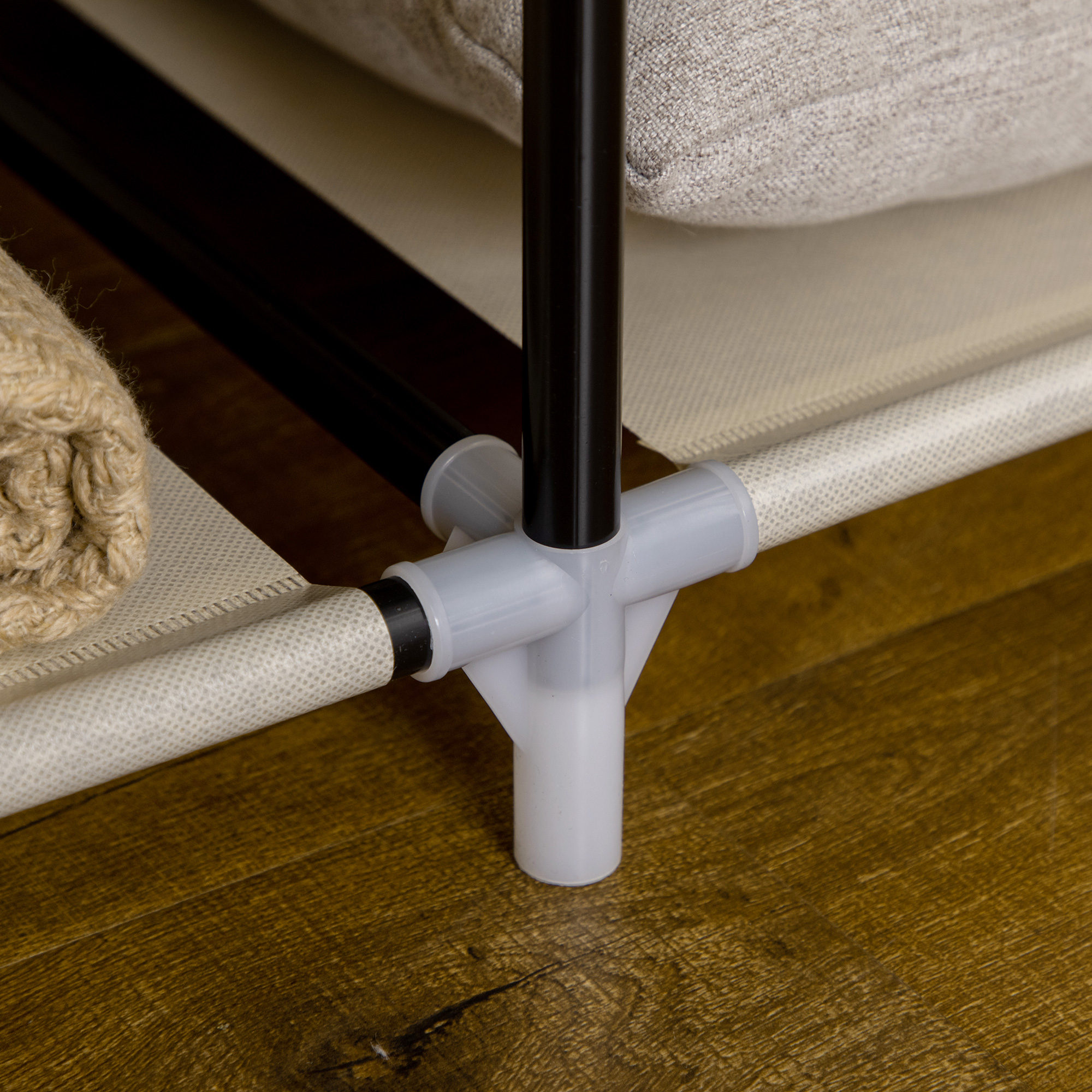 Kangaskaappi, beige, 125 x 43 x 162,5 cm, 8 hyllyä, 2 vaatetankoa - Image 9