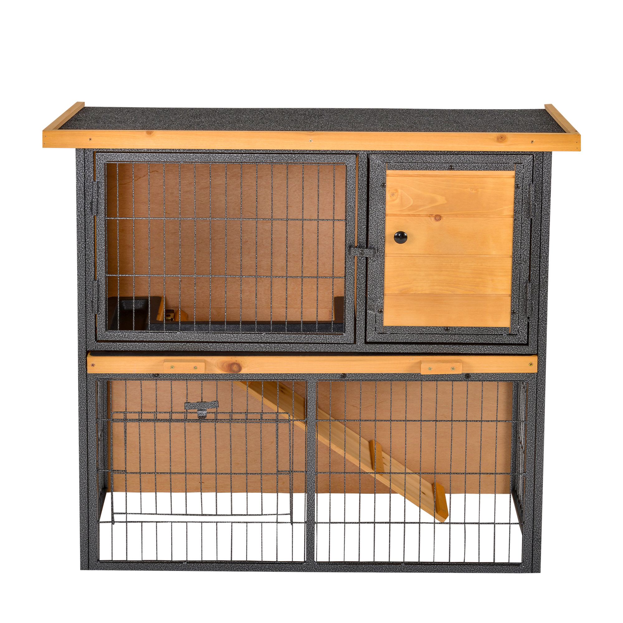 Tõstetud puidust väikeloomapuur rambiga, 89,5 × 45 × 81 cm