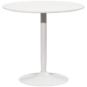 Ümmargune söögilaud 2 inimesele, Ø80 cm, MDF ja teras, valge, 75 cm