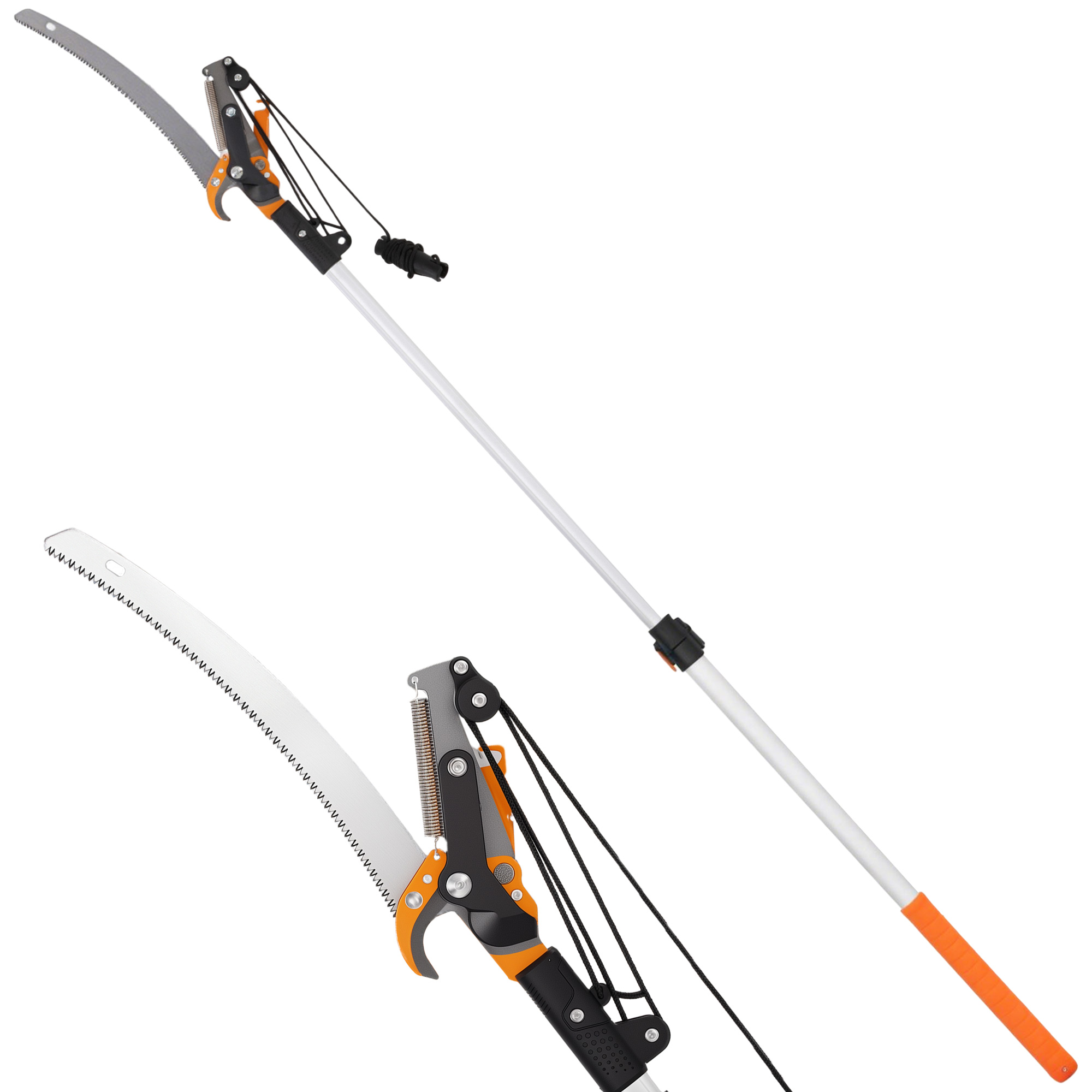 2-in-1 teleskoopiline oksasaag integreeritud oksakääridega, oranž, 135/172/199 cm