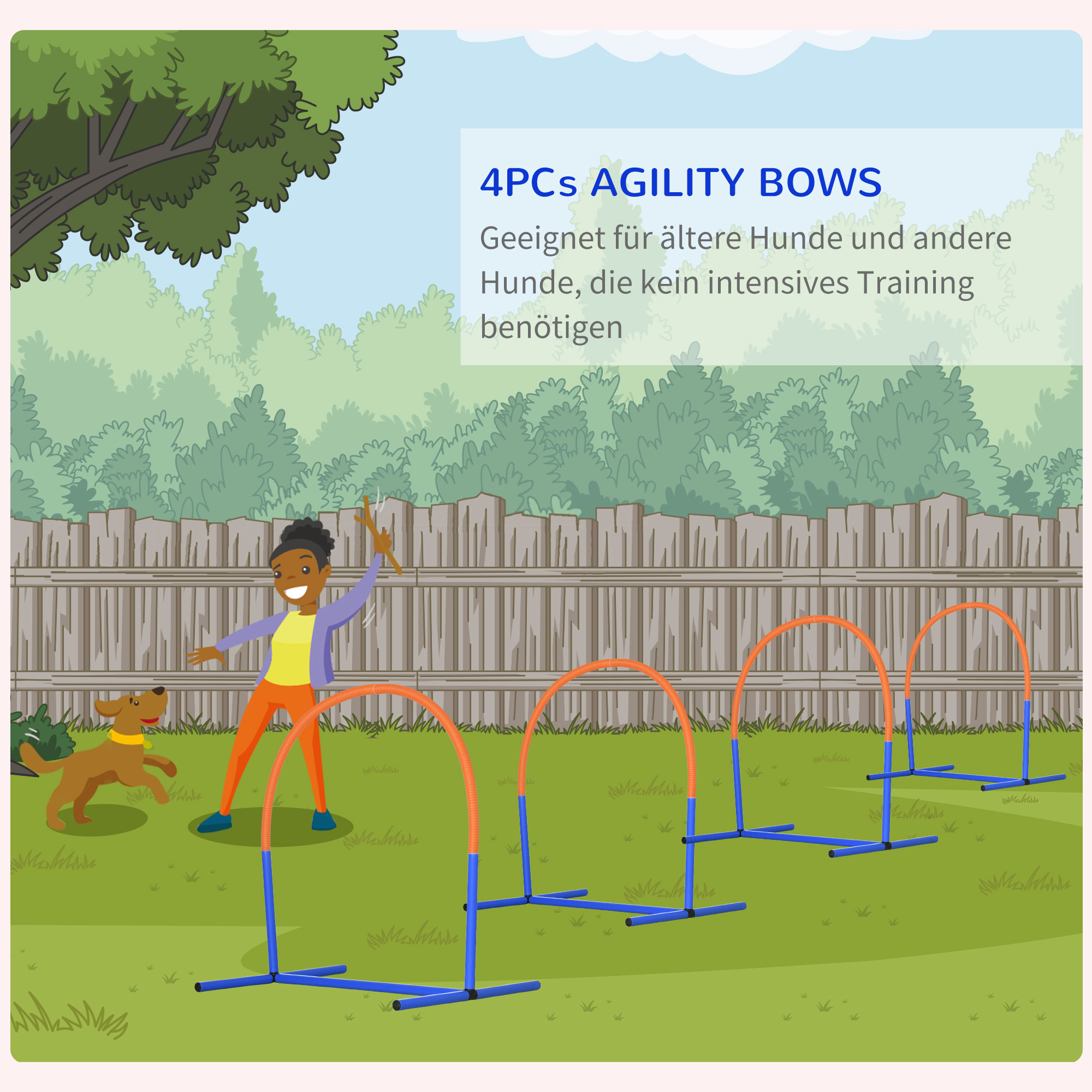 Šunų agility rinkinys, 4 lankai, mėlyna+oranžinė, 88 x 64 x 95 cm - Image 6