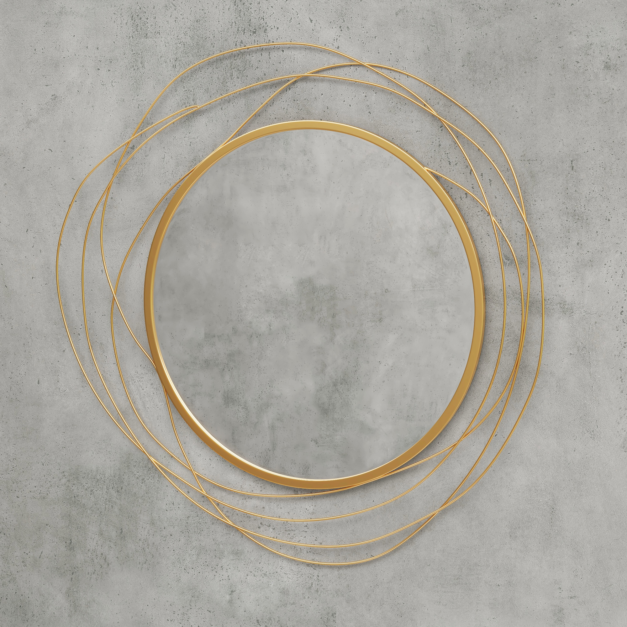 Seinäpeili, pyöreä, metallikehys, Ø65 cm, kulta - Image 9
