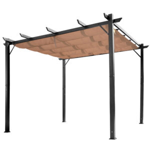 Pergola reguleeritava kangaskatusega 3 x 4 m, hall ja pruun