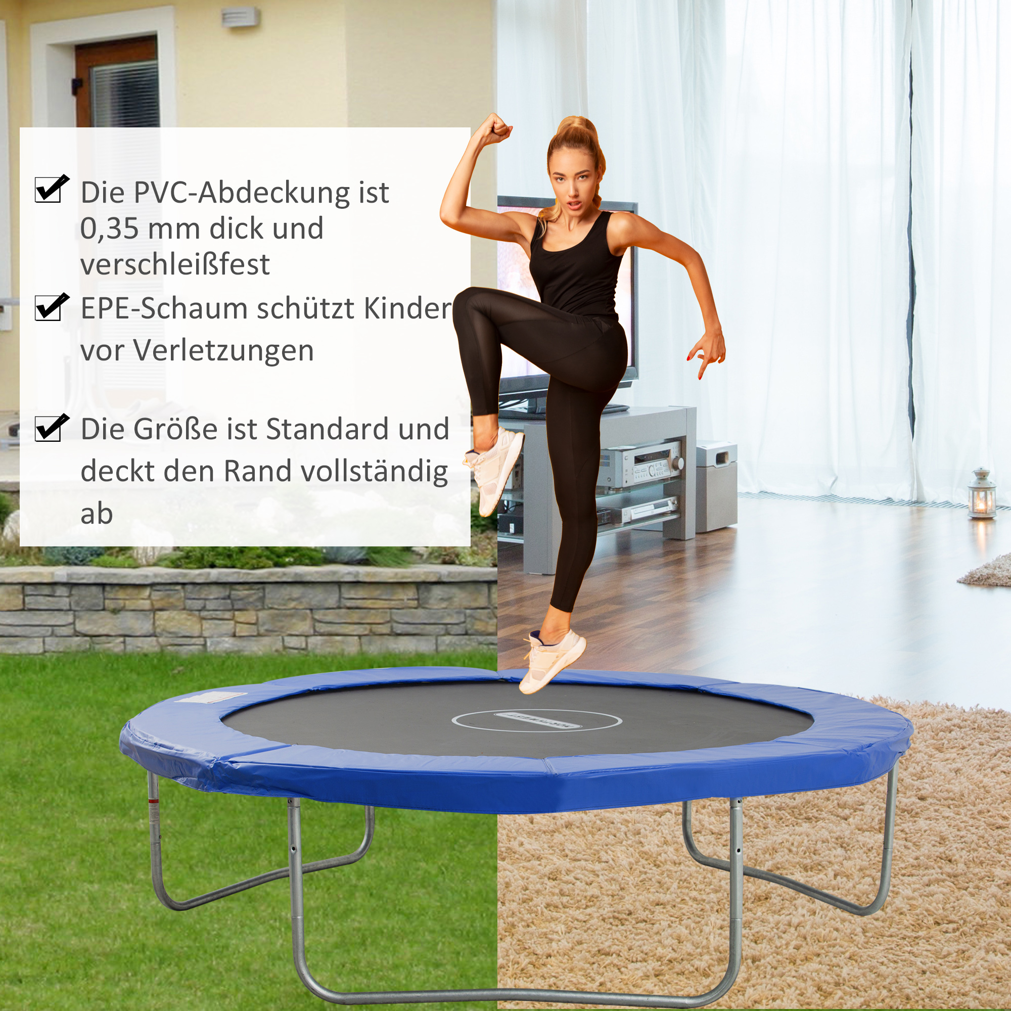 Trampoliinin reunapehmuste, Ø 244 cm, sininen, 15 mm - Image 6