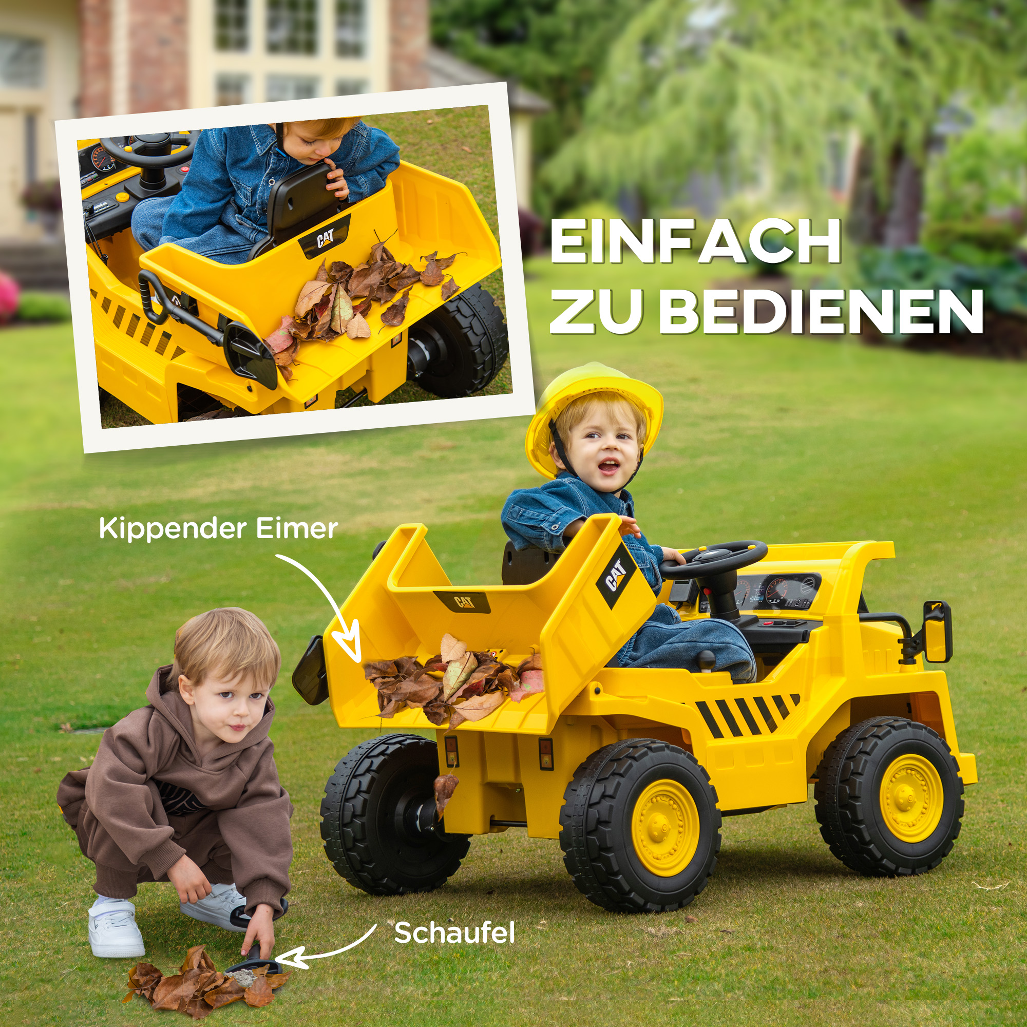 Elektrisks bērnu ekskavators Caterpillar, dzeltens, 110 x 70,5 x 61,5 cm - Image 5