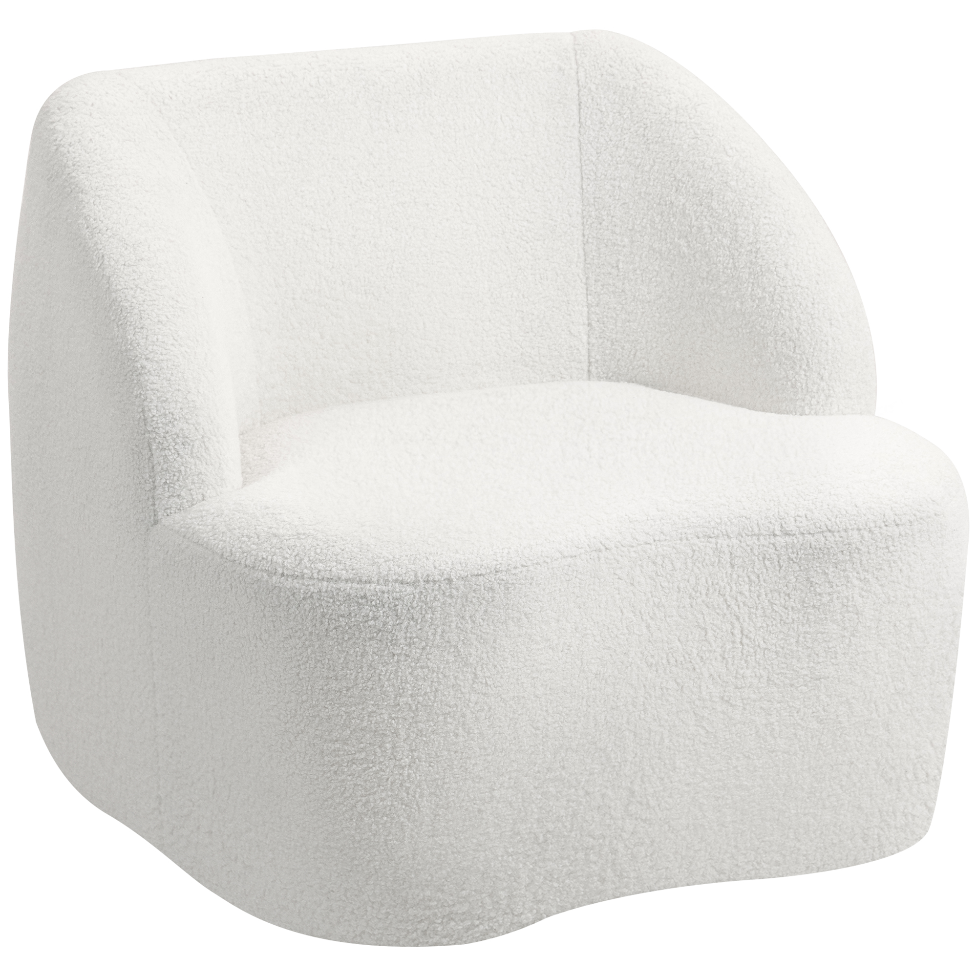 Modernne tugitool fliisilaadse kattega, kreemvalge, 81 x 82 x 73,5 cm